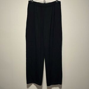ST. JOHN Santana Knit Wide Leg Pants, Black, Pleated, Size 14
